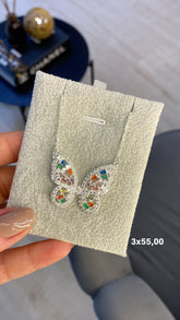 Colar Borboleta Cristais Coloridos