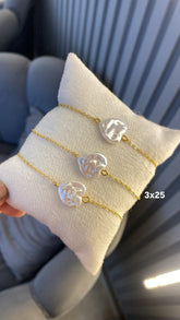 Pulseira perola em coração