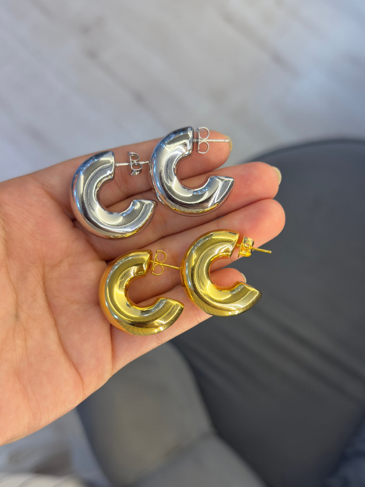 Brinco Argola Bold Lisa Banhada a Ouro e Prata