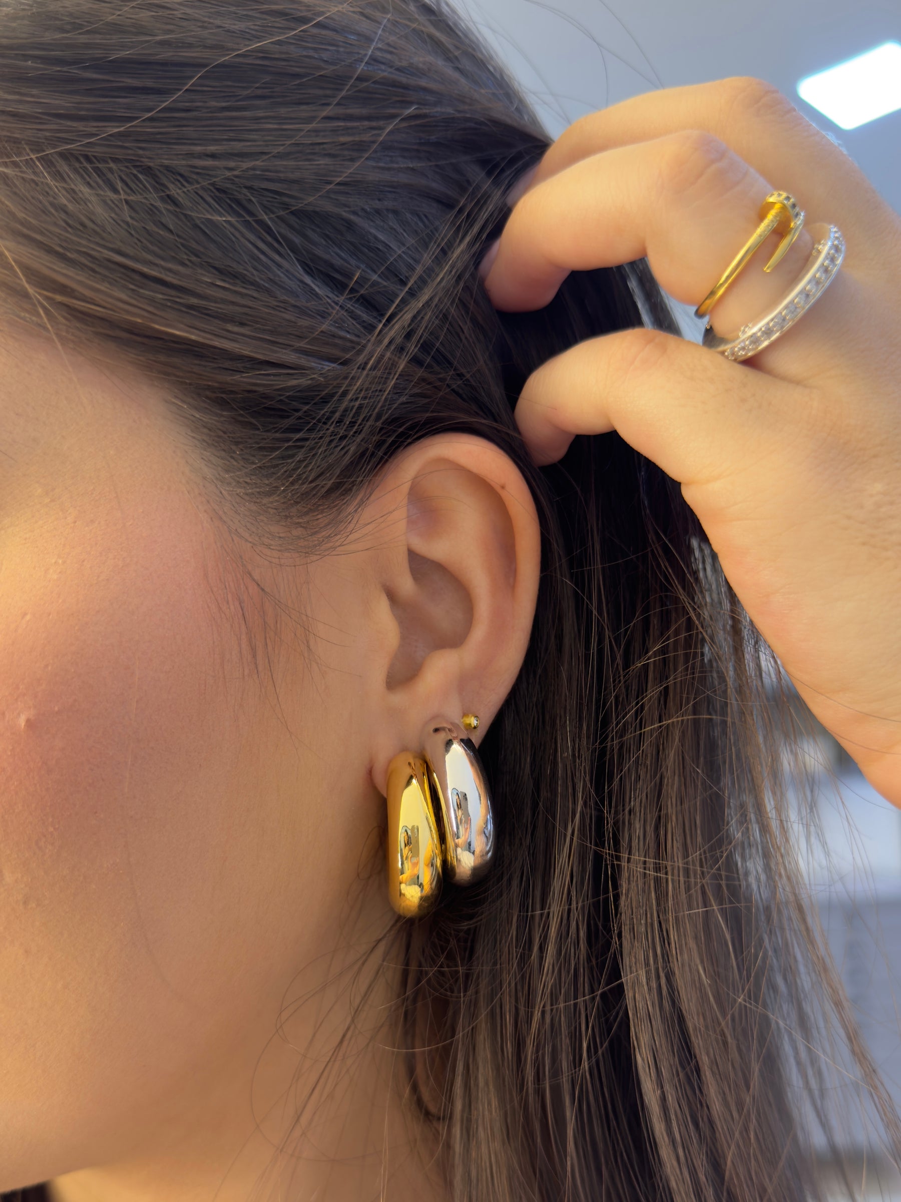 Brinco Argola Bold Lisa Banhada a Ouro e Prata