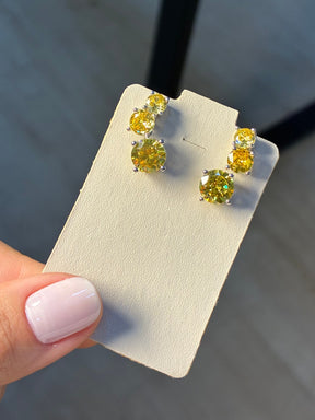 Trio Ródio brinco  ponto de luz amarelo