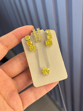 Trio Ródio brinco  ponto de luz amarelo