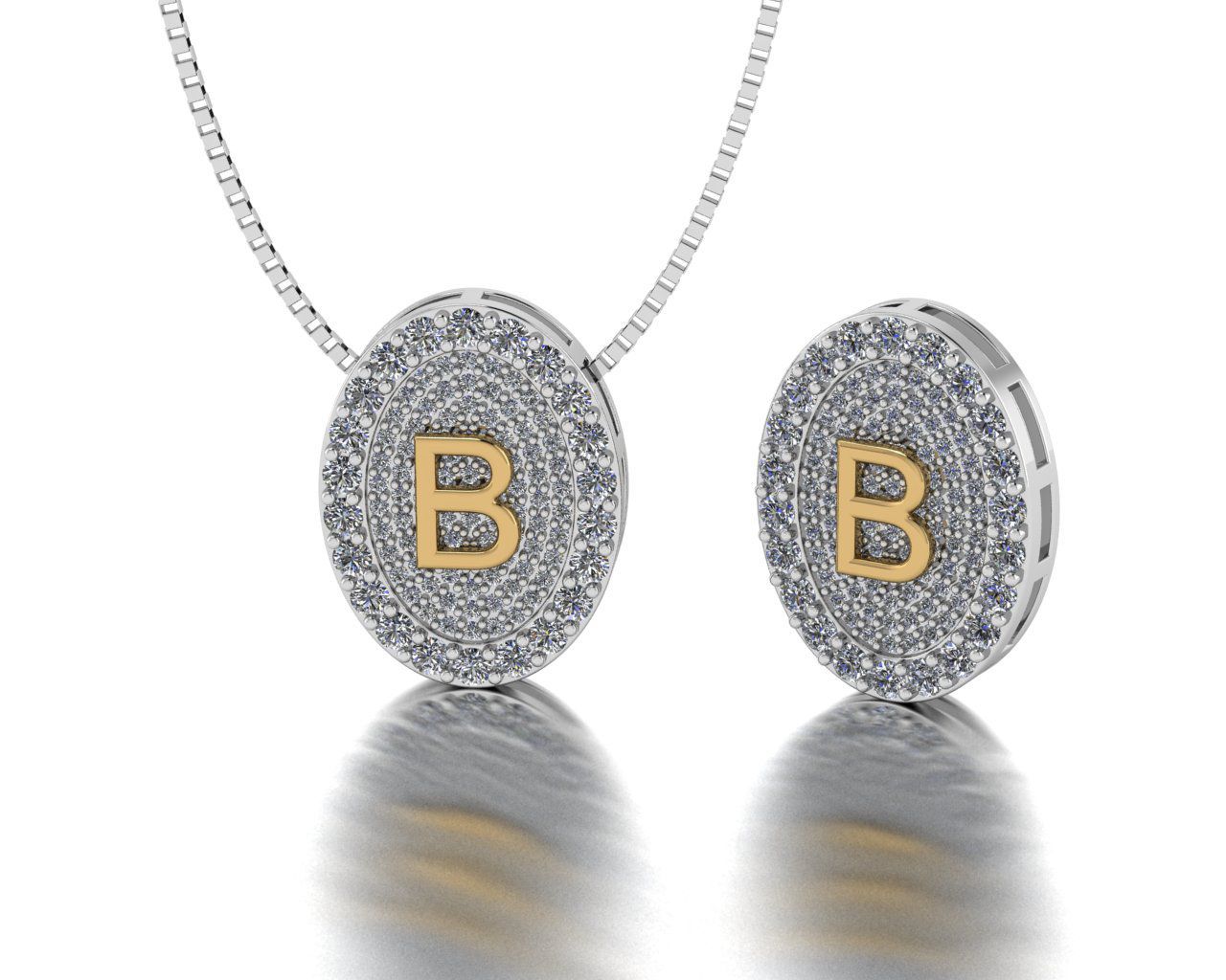 Colar Medalha Oval com Letra Cravejada