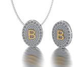 Colar Medalha Oval com Letra Cravejada