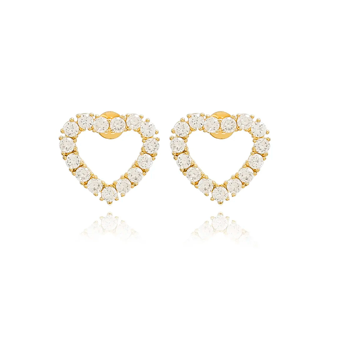 Brinco Coração Vazado Cravejado